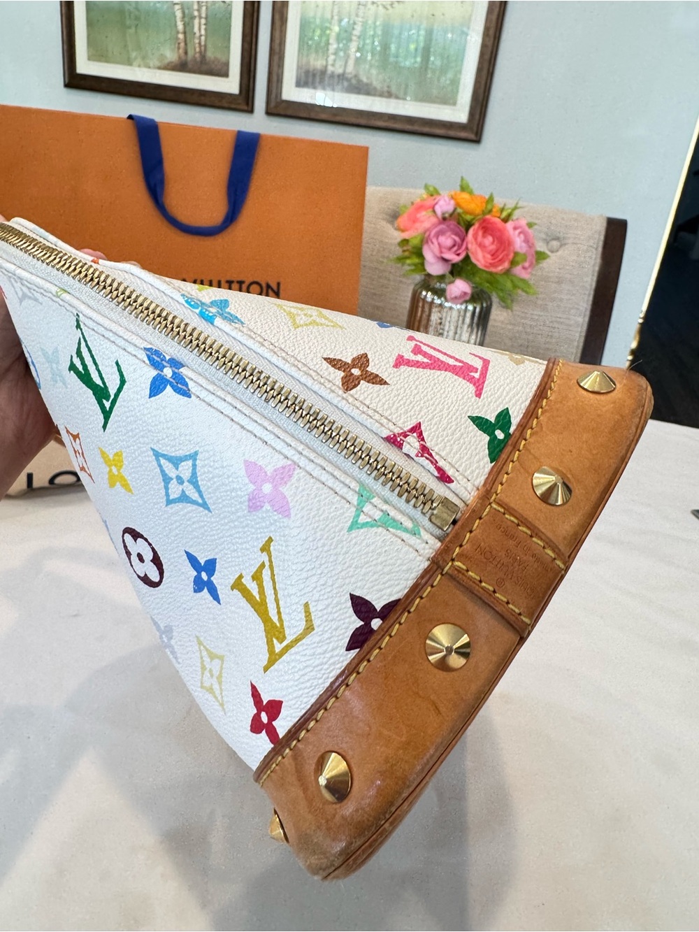 Authentic Louis Vuitton White Multicolor Monogram Alma Bag - Picture 5 of 13